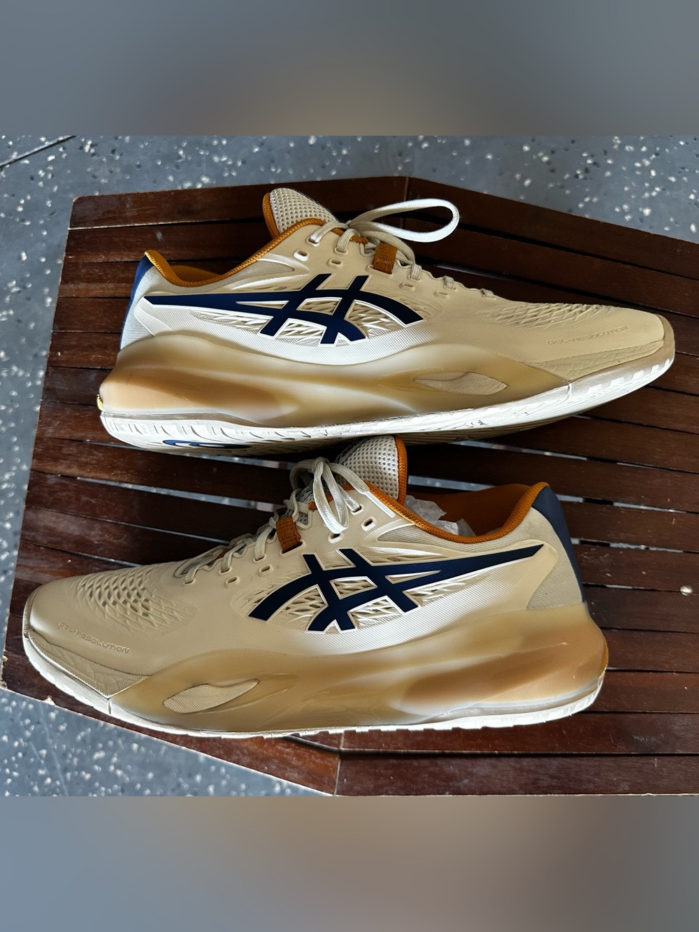 Asics Gel Resolution X Cream/Deep Ocean Men's Shoes - Picture 4 of 7